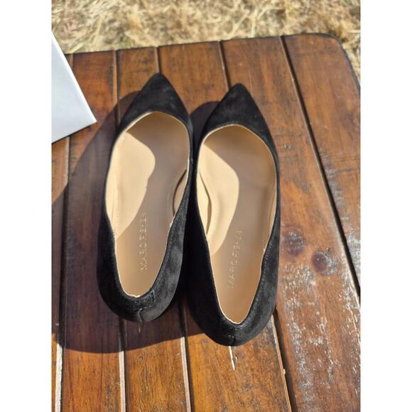 Marc Fisher Black Suede Low Block Heel Labore Pumps Pointed Toe Size 6 Wide $99 - Picture 7 of 9